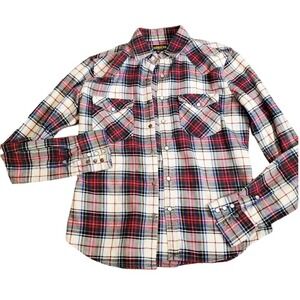 Ralph Lauren Rugby Line Flannel Plaid Pearl Snap shirt size 4